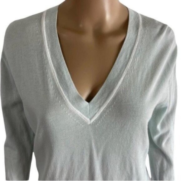 J.CREW V-neck sweater summer weight seafoam green size Small style G1293 - Picture 2 of 7